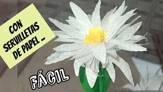 como hacer flores de papel faciles/how to make easy paper flowers/flores con servilletas de papel