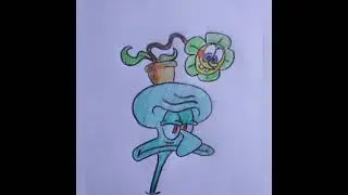 how to drawing Squidward and Spongebob flower | no #shorts
