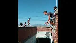 Scary jump over stairs #shorts