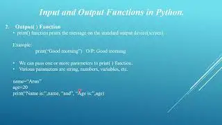 Input and Output Functions in Python with Practical  | Malayalam