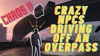 GTA 5 NPCs driving off an overpass and then explodes! 4K