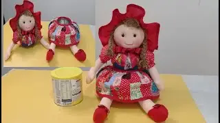 Boneca porta trecos feita com lata de leite