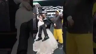 The strangest bride in Egypt held her joy in the gym and raised the groom with one hand