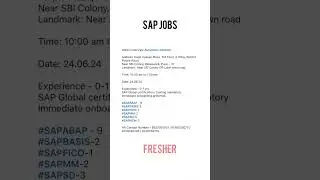SAP JOBS - Fresher