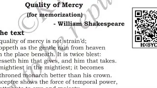 Quality of Mercy Summary in Hindi SSLC Class 10