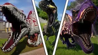 Omega 09 vs Indoraptor vs Indominus Rex Maxed!! | Jurassic World Evolution