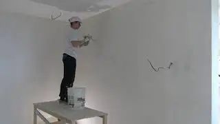 Строительство загородного дома под ключ. Шпаклевка стен.