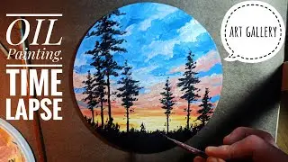 painting sunset for beginners / oil painting / easy / step by step / ზეთის საღებავებით ხატვა