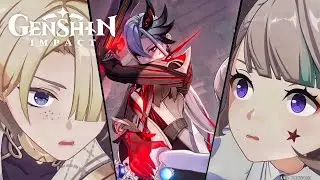 Father beats up her kids | Genshin Impact Arlecchino fights Lyney , Lynette & Freminet Cutscene 4.6