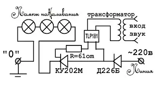 СЕКРЕТНАЯ схема СВЕТОМУЗЫКИ на тиристоре ВЫ О ТАКОМ ДАЖЕ НЕ ДОГАДЫВАЛИСЬ!
