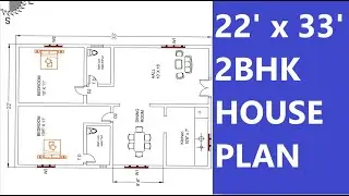 22x33 feet house plan| Free building plan 22' X 33'| 2Bhk plan| East facing plan