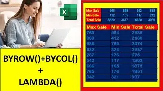 New functions byrow and bycol in excel | 