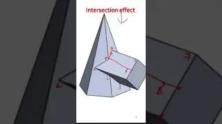 intersections of solids : Pyramid and Prism. Hidden lineand solid line in intersection effect