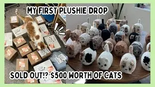 Sold Out?! My First Plushie Drop Vlog / Pack Orders With Me (so many cats!!) // Crochet Vlog 🧶