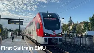 First Electric Caltrain #221 arrival to California Avenue