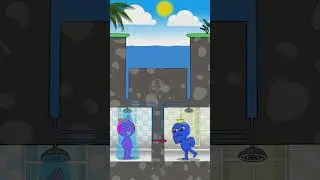 Inversion version Rainbow Friends Blue and Pink wanted to take a shower, but something went wrong