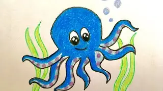 Çok kolay Ahtapot Çizimi🐙 | ahtapot resim çizimleri, kolay resimler