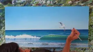 Painting a Wave - Time lapse Video with Acrylic Paint - Painting Demonstration