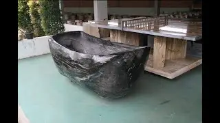Timeless Luxury: A Handcrafted Petrified Wood Bathtub from Indonesia #bathtubs #bathroomdecor