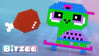 Bitzee turtle rides a skateboard