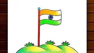 Indian National Flag Drawing || Independence Day Special Drawing || Flag Scenery Drawing || #flag..