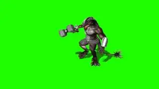 Dragonide get hit and death - green screen