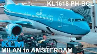 KLM 1618 | KLM PH-BCL Boeing 737-8K2  (Plane age: 13,6 years ) From Milan Linate  to Amsterdam.#klm