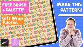 Hippie Birthday Gift Wrap Pattern in Procreate 🌼 | Full Tutorial Using Text in a Seamless Repeat