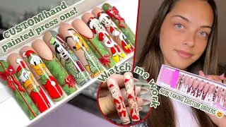 I OPENED MY OWN BUSINESS?!😱 Mickey & Friends Character Press On Nail Character Tutorial XXL Nails🎄