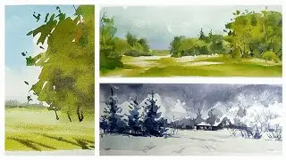 Watercolor exercises, live master class, first acquaintance with the material