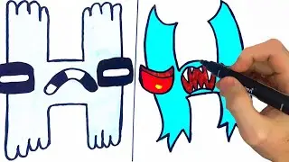 How to draw Alphabet Lore easily |  Original and Nightmare |  Draw letters easily |  Draw H
