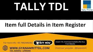Tally TDL Item Full Details Stock Item Register