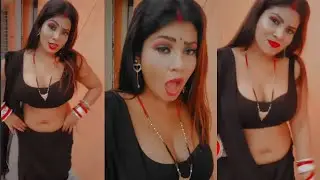 Sexy bhabhi revealing blouse cleavage hot seductive navel sexy expressions || Viral Desi Reelz