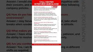Call Center Interview Questions and Answers | Call Center Job Interview Questions and Answers