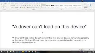 A driver can't load on this device