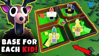 I Built 4 Camps: One Base for Each Kid in 99 Nights in the Forest!
