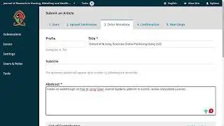 OJS Training | Submission Workflow | Specifying Article Metadata