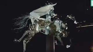 Olympics Robot With Horsewoman Wearing Flag of The Olympics