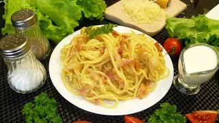 Паста карбонара со сливками и беконом