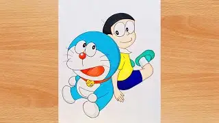 DORAEMON & NOBITA | How to draw Doraemon with his bestfriend Nobita | Easy Drawing
