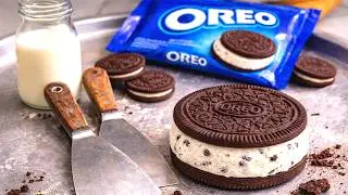 GIANT Oreo Sandwich - Ice Cream Rolls | how to make an Oreo Ice Cream Sandwich to Ice Cream Rolls