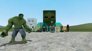 HULK VS MINECRAFT MOBS!!! Garrys Mod Sand Box
