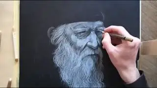 DRAWING Portrait old man. white pencil / ფანქრით ხატვა