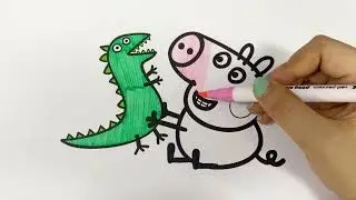 George with his dino Coloring #coloring #colors #coloringpages #art #peppapig #george #peppa