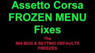 Assetto Corsa FROZEN MENU Fixes  | The 564 BUG | & SETTING DEFAULTS FREEZE Fix