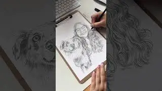 drawing people and their furry best friends 🥹 #commissions #portrait #pencildrawing