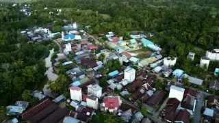 pemandangan desa tuyau di sore hari