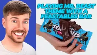 MrBeast song on piano with a Feastables bar