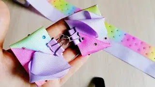 Очень красивые бантики из репсовых лент со стразами🎀