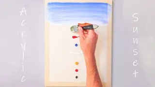 Acrylic Painting Seascape on Canvas - An Easy Abstract Painting for Beginners - Beach Sunset
